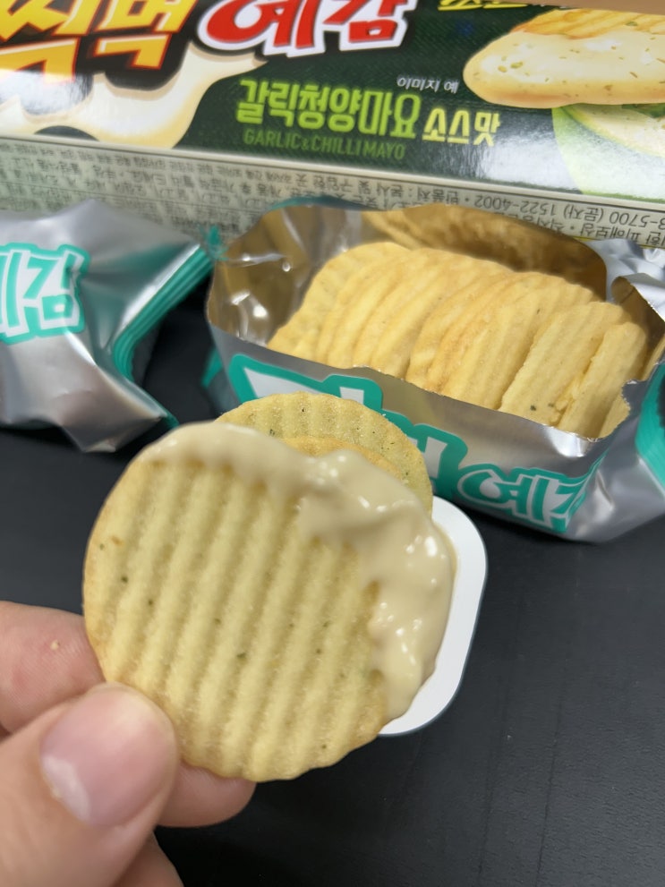 [오리온]  소스가 더 많았으면 좋겠는 맛있는 과자 추천 <찍먹 예감 갈릭청양마요소스맛>