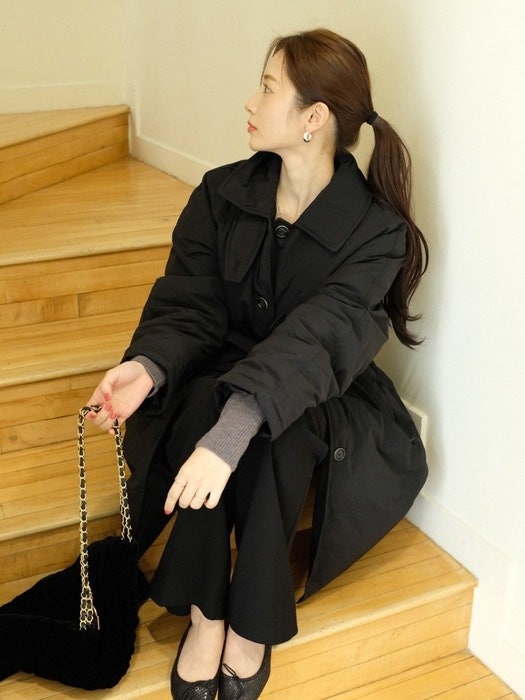 직장인 코트 롱 패딩 추천 / 올리브데올리브 벨티드 하프 발 마칸 구스다운 코트 내돈내산 후....