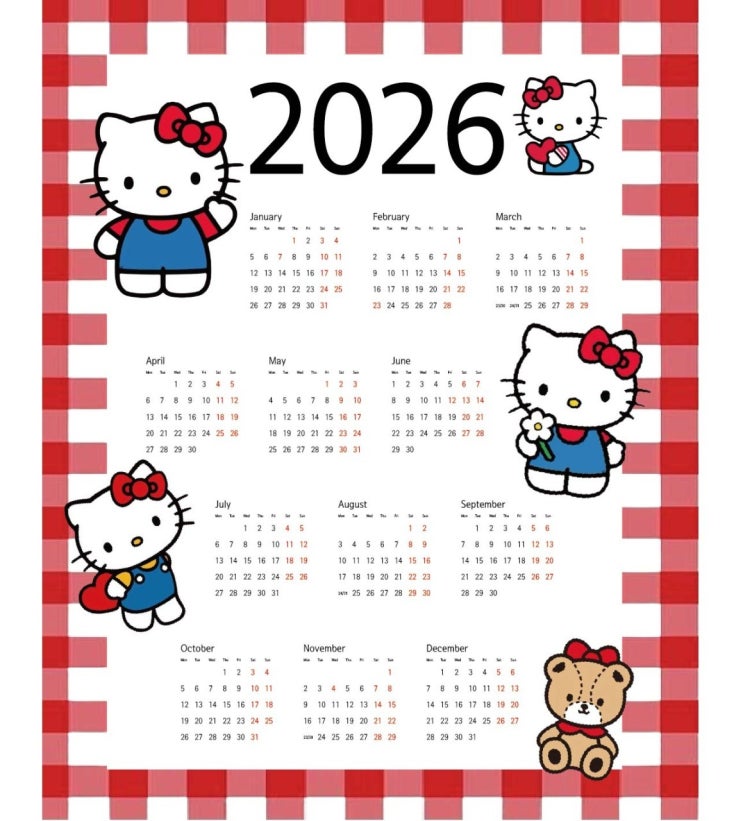  2026 헬로키티 패브릭 달력 입고 소장가치 100% | 귀여움 폭발연말선물
