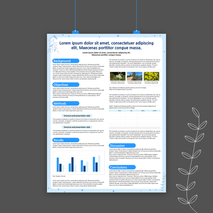  논문 포스터 ppt 양식 신규 디자인 깔끔한 블루칼라 활용
