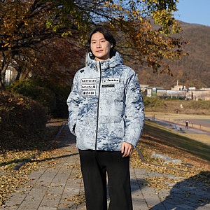 데상트 스위스 패딩 후드형 다운자켓, 남성 구스다운 겨울 숏패딩 추천