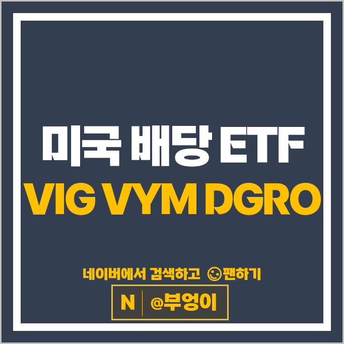 미국 ETF 추천 배당주 부문 VIG VYM DGRO 주가 배당금