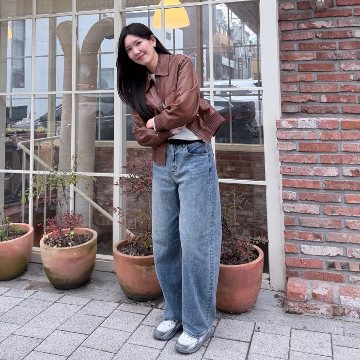  여성 데님 데일리룩 지오다노 배럴진! 청바지 겨울 코디