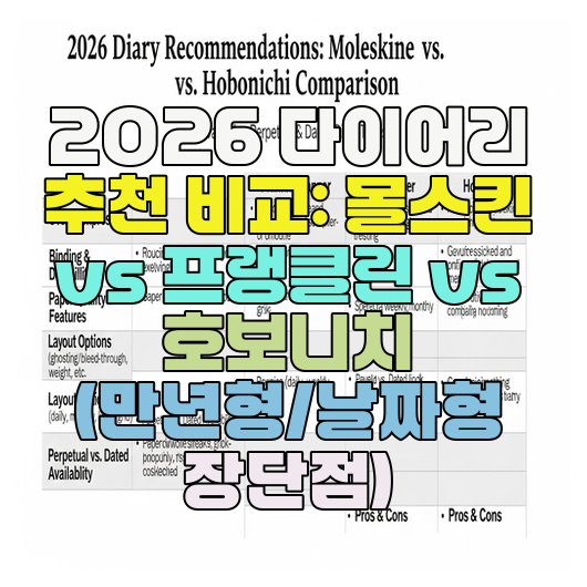  2026 다이어리 추천 비교: 몰스킨 vs 프랭클린 vs 호보니치 (만년형/날짜형 장단점)