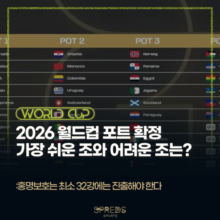 2026 북중미 <b>월드컵 조 추첨</b> 포트가 확정되었다... <b>홍명보</b>... 