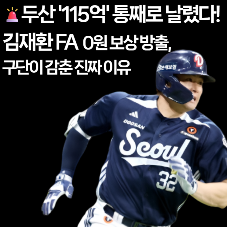  [단독 해부] '115억 투자' 두산이 김재환을 보상 없이 놓친 이유: 계약서 속 '방출 옵션'의 전말