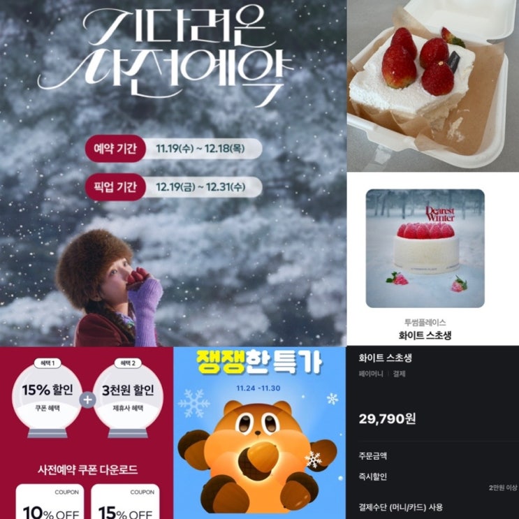 2025 투썸플레이스 크리스마스케익 사전예약/크리스마스케익 종류/ 할인 vs 카카오톡선물하기 쟁쟁한특가 투썸 크리스마스 케익 할인 정보 (+ 화이트스초생 예약)