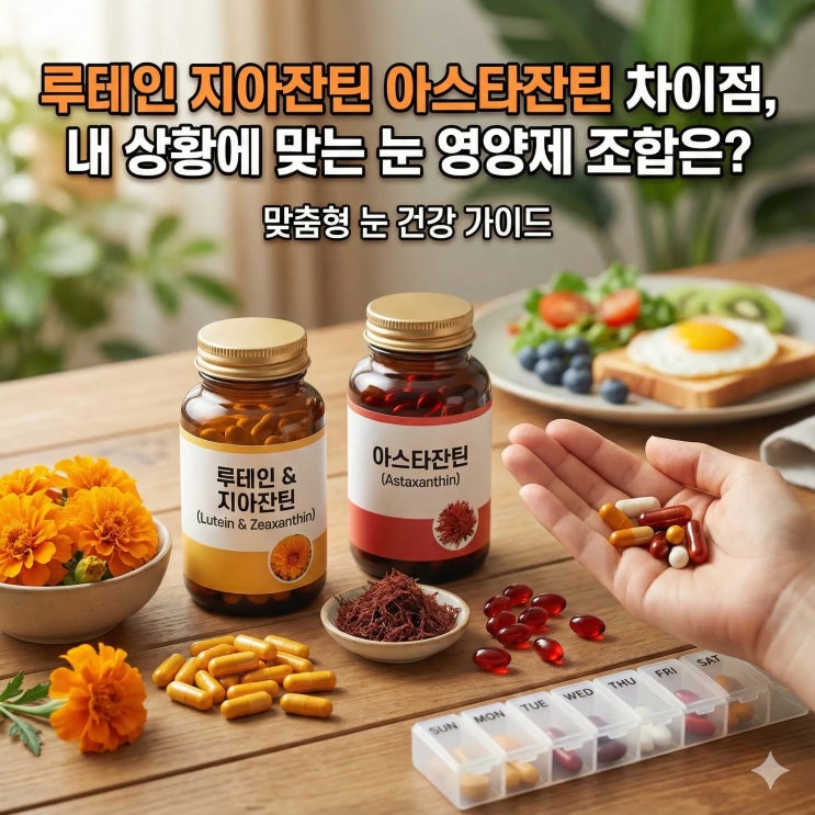  루테인 지아잔틴 아스타잔틴 차이점, 내 상황에 맞는 눈 영양제 조합은?
