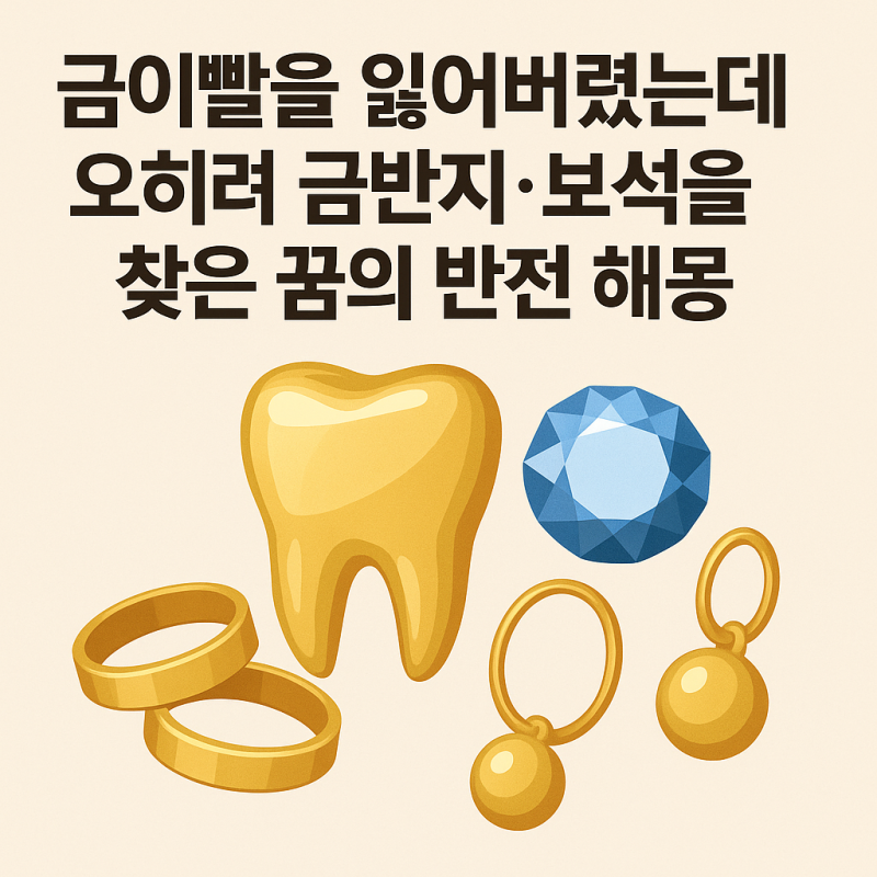 금이빨을 잃어버렸는데 오히려 금반지·보석을 찾은 꿈의 반전 해몽