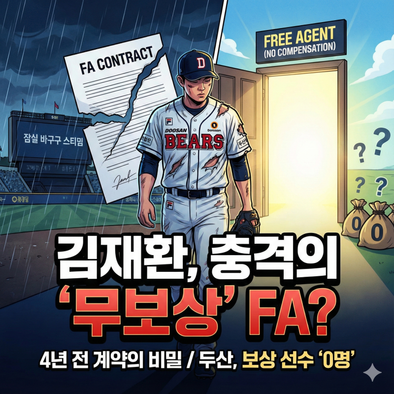 [이슈 분석] 두산 김재환, FA 신청 없이 시장에 나왔다? 4년 전 계약서 속 '그 조항'이 불러온 ....