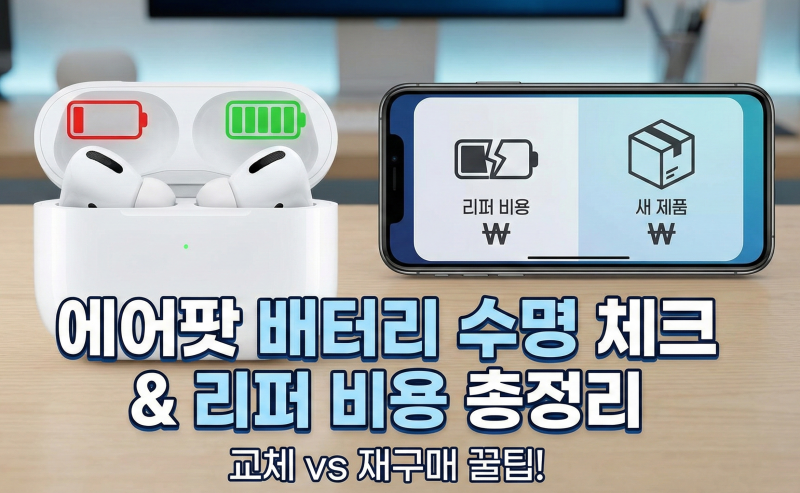 에어팟 배터리 수명 체크 리퍼 비용 총정리 (교체 vs 재구매 꿀팁)