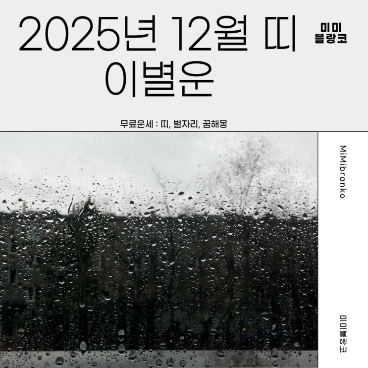  2025년 12월 띠별 이별운