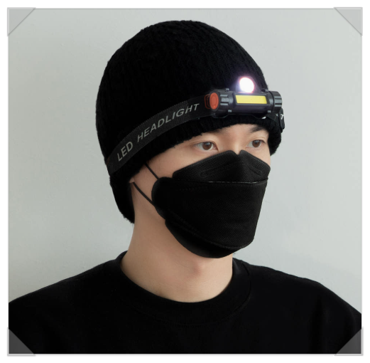  방수 등급 IP53으로 안전한 충전식 LED 헤드 랜턴 등산 해루질 안전모 머리후레쉬 작업용모자 캡라이트 등산용낚시램프