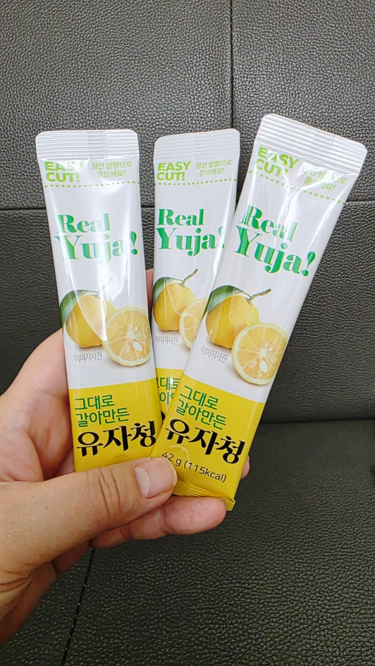  해맑음 그대로 갈아만든 유자청 스틱 후기 실제 과육에 휴대도 간편