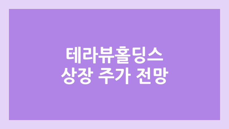 테라뷰홀딩스 상장 주가 전망 | 공모주, 장외가, 시초가, 보호예수, 유통물량 | 환매청구권 X