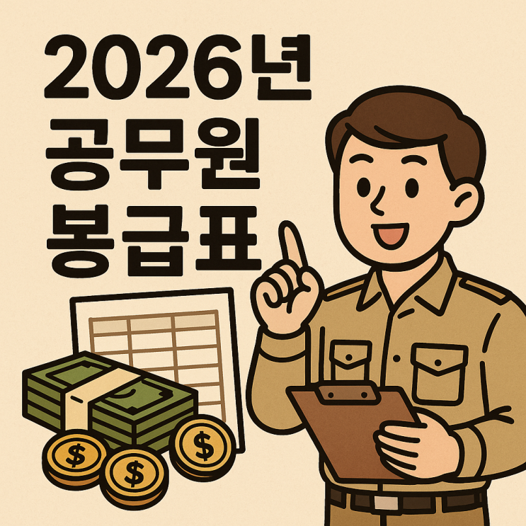  2026년 공무원 봉급표 인상률 확정, 9급과 7급 실수령액 미리보기 (수당 포함 예상표)