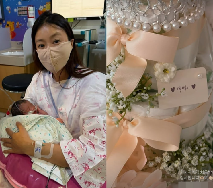  이시영, 둘째 출산 후 3단 기저귀 케이크와 행복한 가족 순간 공개…"첫째 아들 손글씨까지 감동"