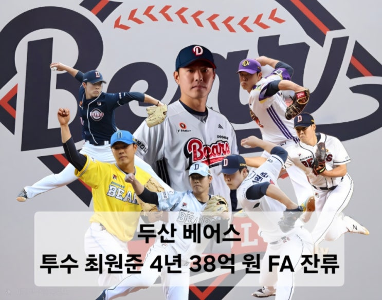 두산 베어스, 투수 <b>최원준</b> 4년 38억 원 <b>FA</b> 잔류