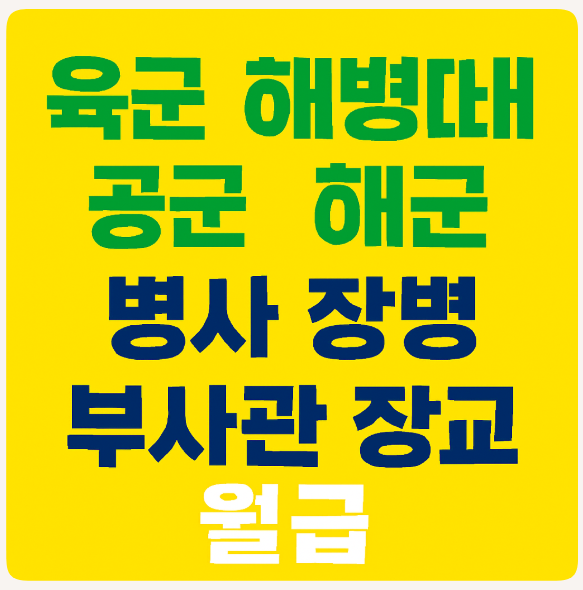 육군 해병대 공군 해군 병사 장병 부사관 장교 월급 급여