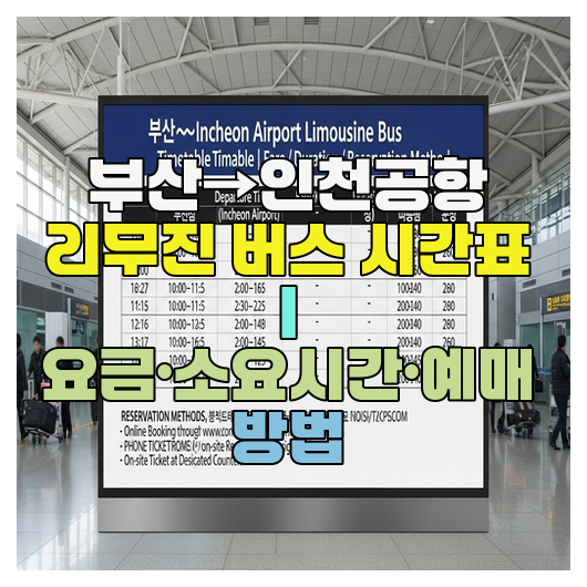 부산→인천공항 리무진 버스 시간표 | 요금·소요시간·예매 방법