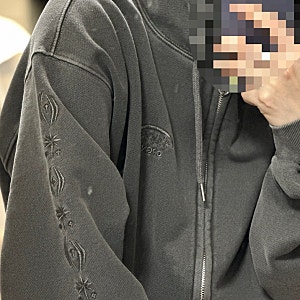 [️] 의류 | 꼼파뇨 얇은 기모 집업 후드, 2-way 슬리브 스타 피그먼트 후드 집업 스모크 블랙 XL