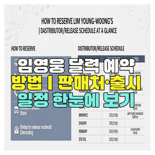  임영웅 달력 예약 방법｜판매처·출시 일정 한눈에 보기