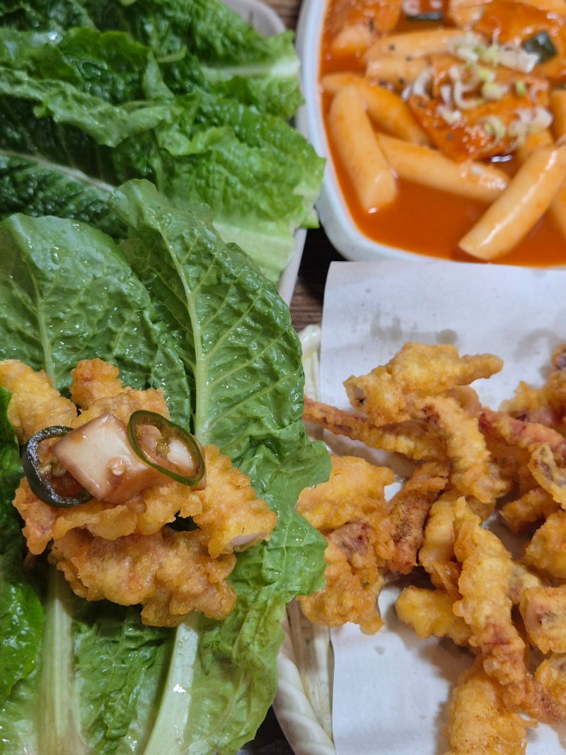 광주 말바우시장 상추튀김 맛집 꿀맛 오징어튀김 떡볶이 원이네웰빙호떡튀김