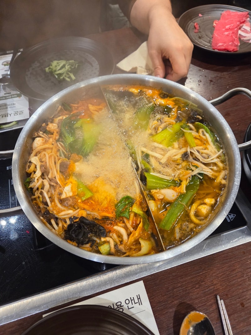 대전 선화동 로운 샤브샤브 반반 육수와 디저트까지 완벽!