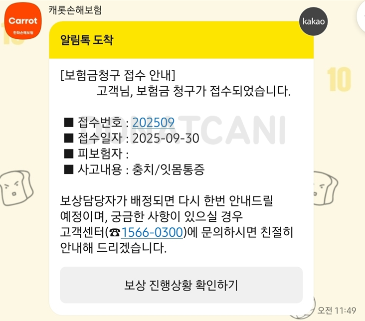 [호주워홀] 마이뱅크 캐롯손해보험 해외장기체류보험 보험금 청구하기 (치과진료, 구비서류,....