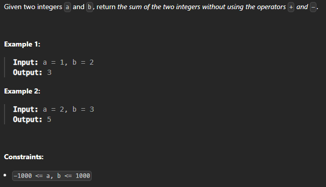  JAVA_LeetCode 371_Sum of Two Integers