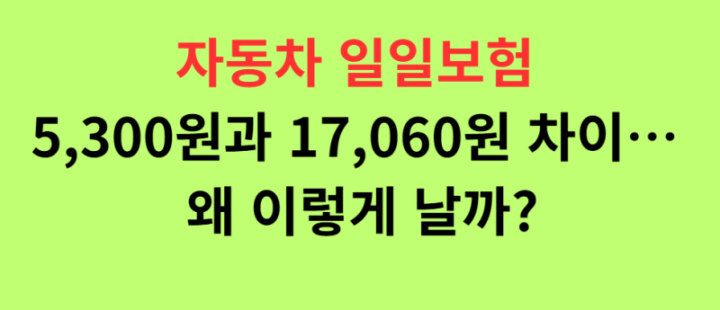 자동차 일일보험 5,300원과 17,060원 차이… 왜 이렇게 날까?