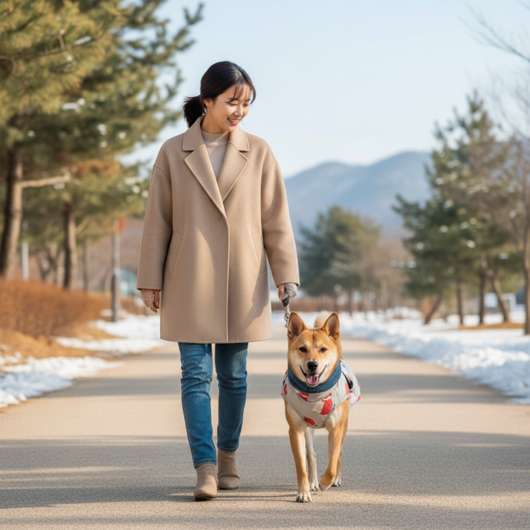  강아지 패딩 조끼 추천, 올인원 대신 입기 편한 더블히트 겨울옷 (하네스 일체형 소형견)