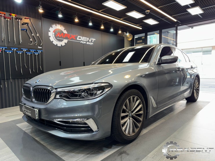  인천 자동차 자차보험 수리 BMW 520d 조수석 뒷도어·뒤휀다·스태프 판금도색 복원 후기