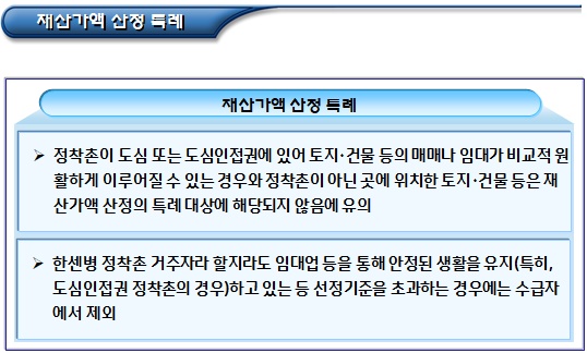  한센인 정착촌 거주자 기초생활수급자 특례