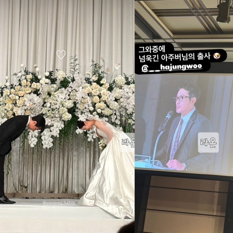 <b>함은정</b> 김병우 <b>결혼식 하정우 축사</b> 신혼여행 미룬 이유