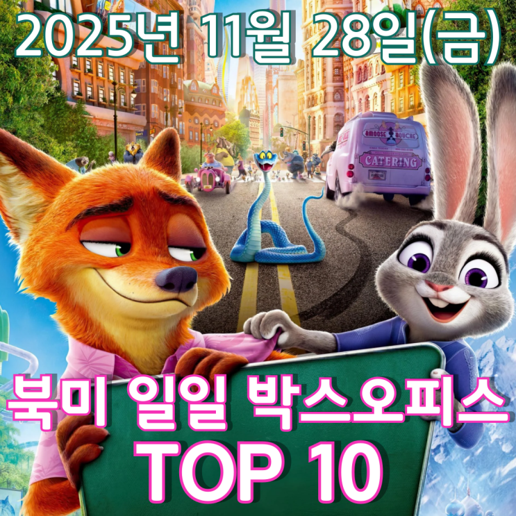  [북미 박스오피스] 일일 TOP 10 - 2025년 11월 28일(금)