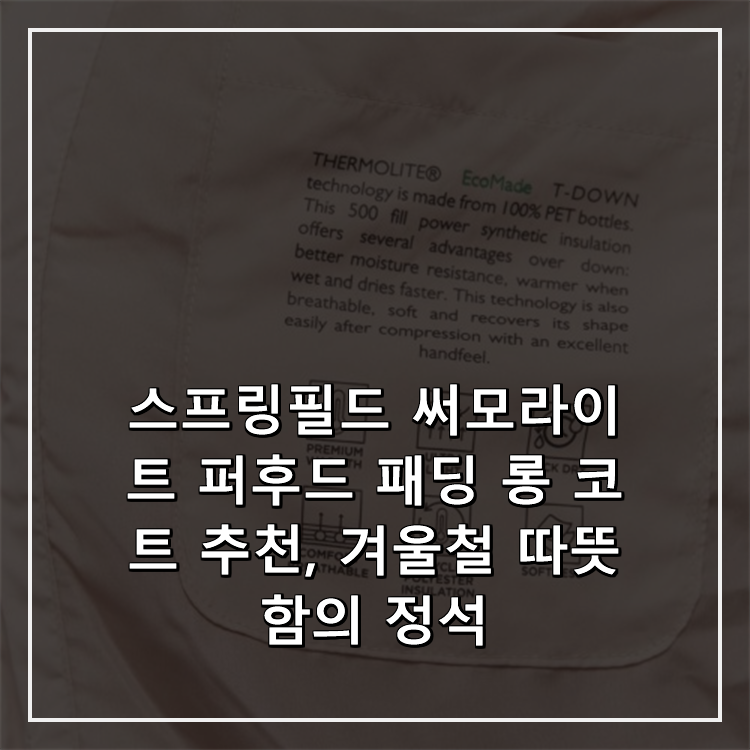 스프링필드 써모라이트 퍼후드 패딩 롱 코트 추천, 겨울철 따뜻함의 정석