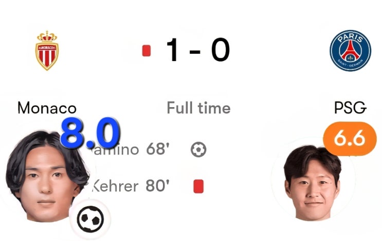리그앙 한일전 PSG <b>이강인</b> 모나코 <b>미나미노</b>에게 경기도... 