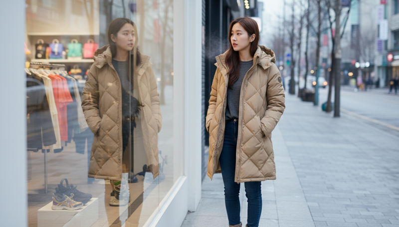 블랙야크 여성 롱경량패딩 퀼팅점퍼 덕다운자켓 코디 가이드