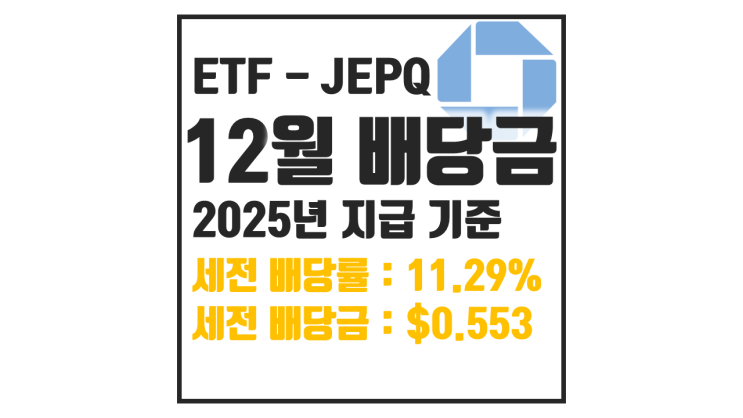  25년 12월 JEPQ 배당금 : 세전 11.29% $0.55323 / 세후 9.60% $0.47025