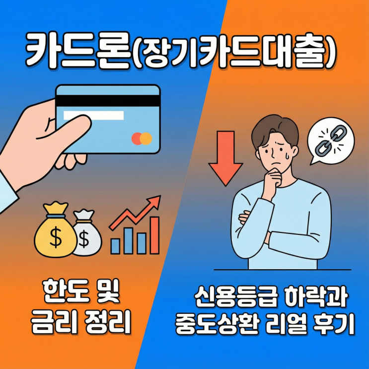  카드론(장기카드대출) 한도·금리 | 신용점수 하락과 중도상환 '찐' 후기