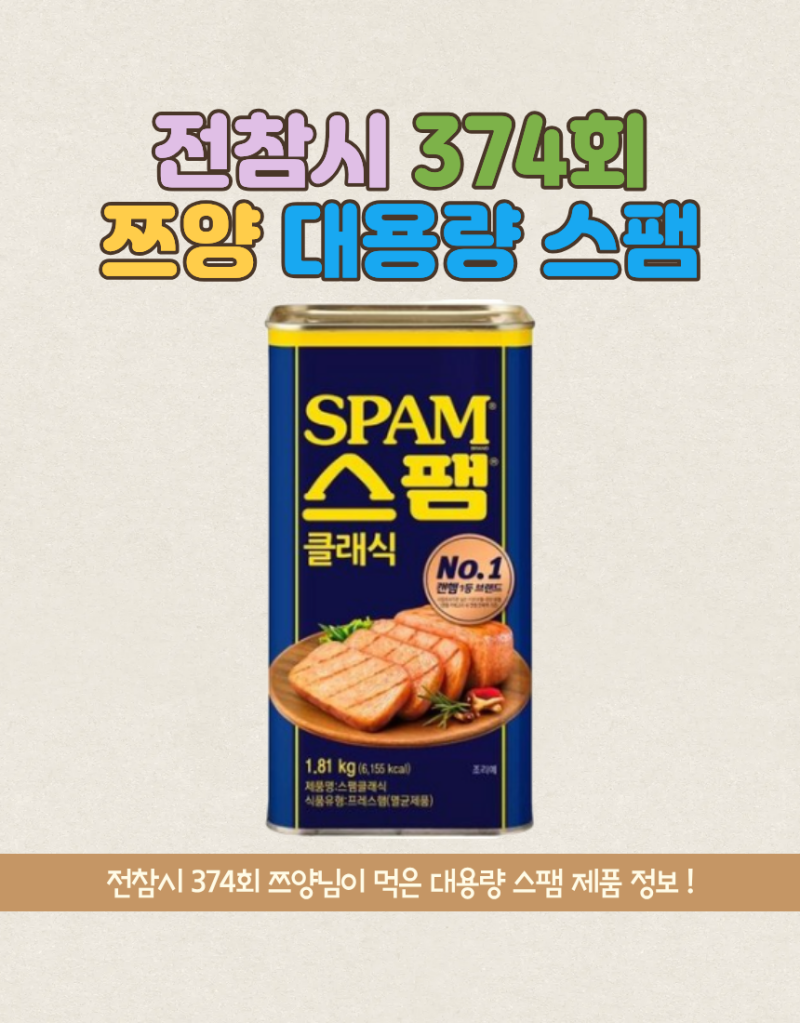 전참시 쯔양 먹방 업소용 대용량 스팸 클래식 제품 정보 및 가격 전지적참견시점 374회