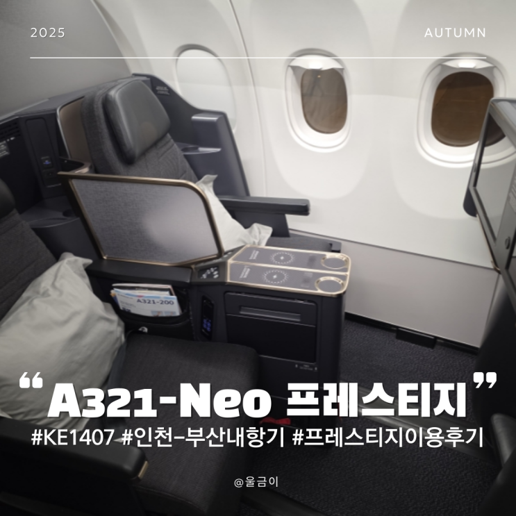  대한항공 마드리드-인천-부산 내항기 KE1407 A321-Neo 프레스티지 탑승 후기