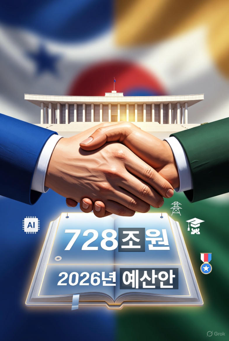 여야, 2026년도 728조원 <b>예산안</b> 극적 <b>합의</b>