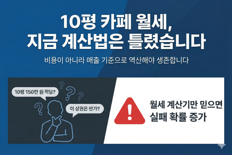  소형 카페 창업 입지선정: 적정 월세 12% 공식, 매출 기준 모르면 망합니다