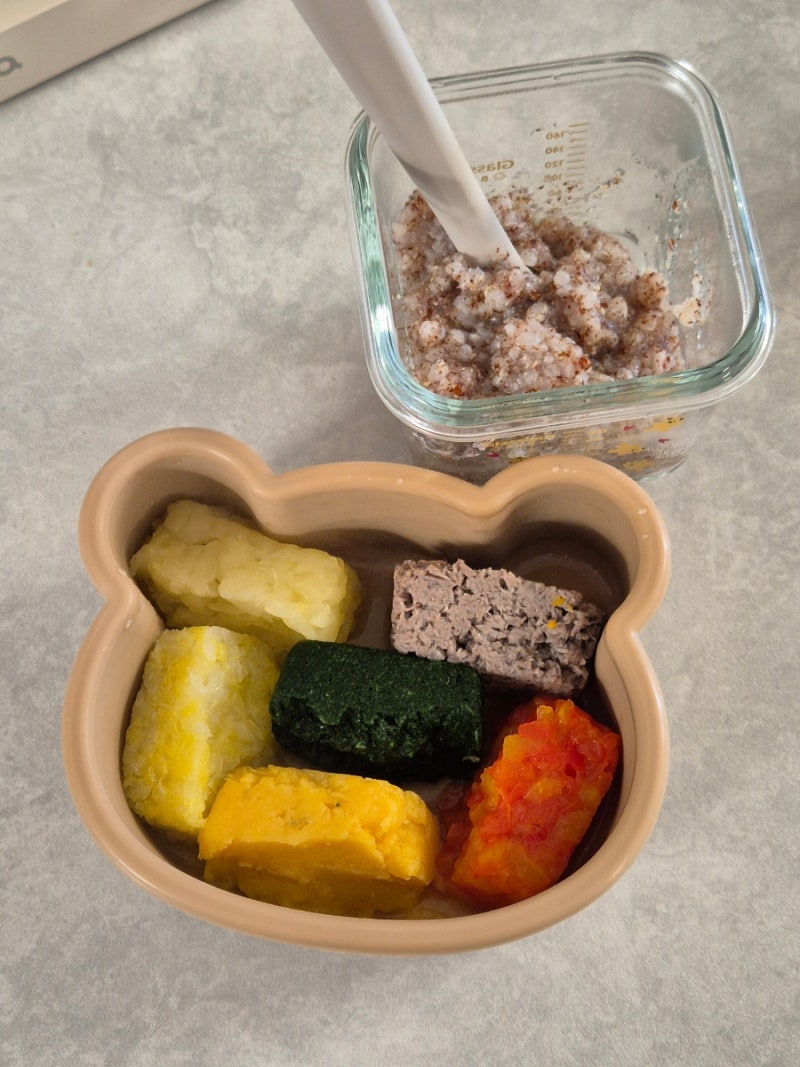 내돈내산 아기 이유식 식판 추천 URVS 곰돌이 퍼기냥냥흡착식판 리뗀끌로르 이유식 흡착볼