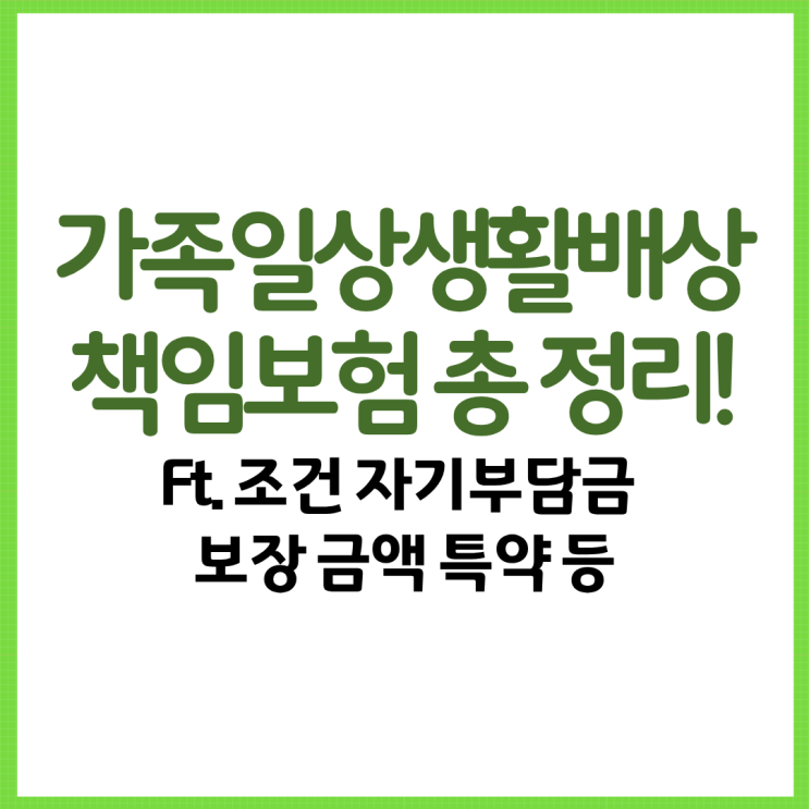  가족일상생활배상책임보험 총 정리! Ft. 조건 자기부담금 보장 금액 특약 등