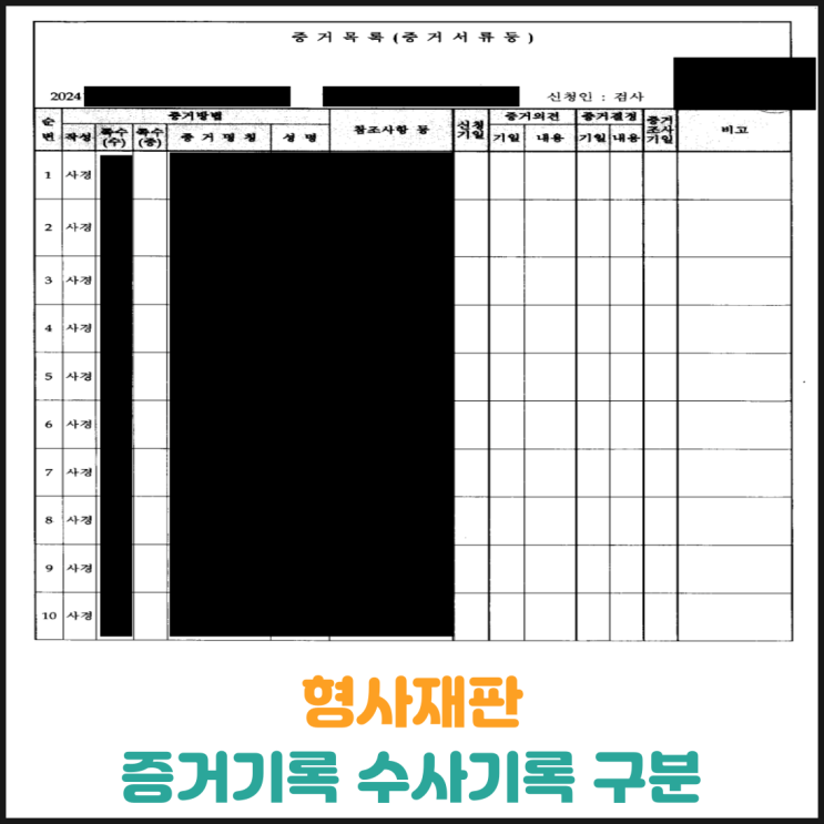  형사재판 증거기록과 수사기록 구분