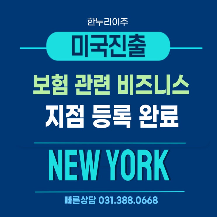  보험 관련 비즈니스 기업 뉴욕주 미국 법인 지점 등록