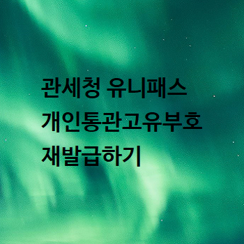  관세청 유니패스 개인통관고유부호 재발급하기